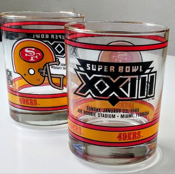 *1989 VINTAGE* 4pc San Fransisco 49ers Superbowl Commemorative Glasses - Picture 2 of 3